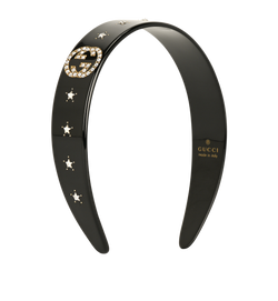 Gucci Star Interlocking GG Headband, Acetate, Black, DB, 2*